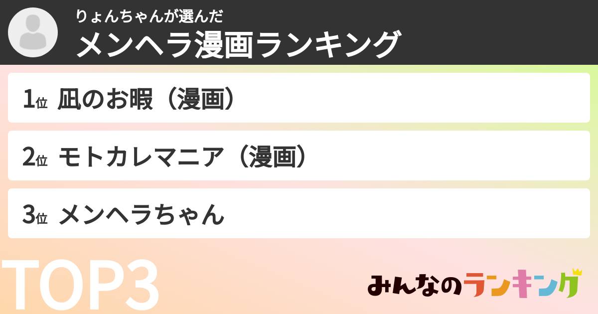 りょんちゃんさんの「メンヘラ漫画ランキング」