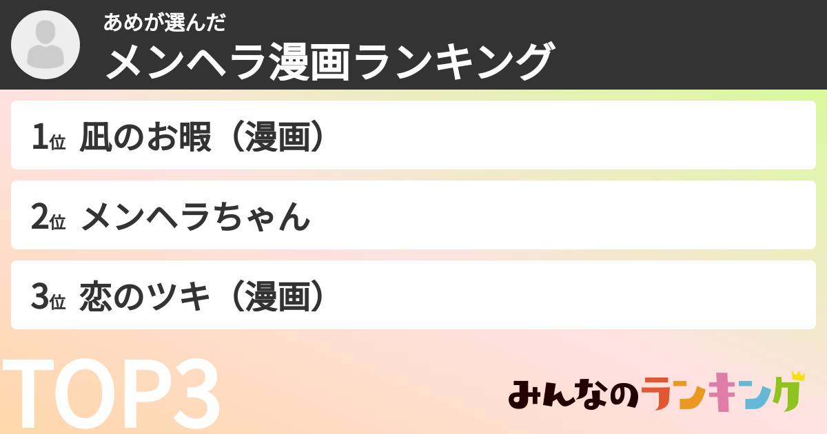 あめさんの「メンヘラ漫画ランキング」
