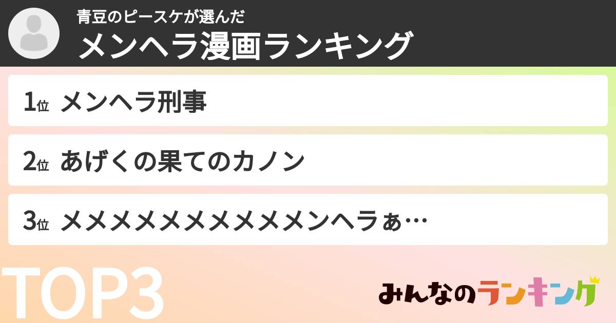 青豆のピースケさんの「メンヘラ漫画ランキング」