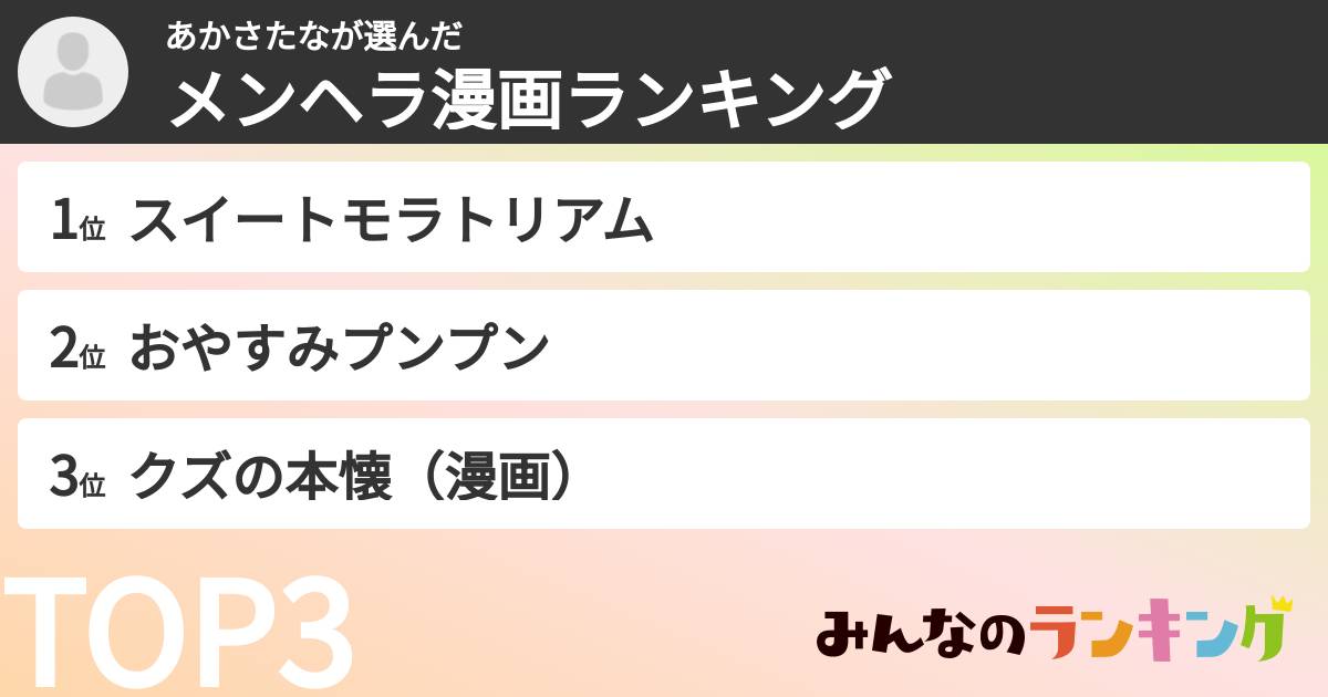 あかさたなさんの「メンヘラ漫画ランキング」