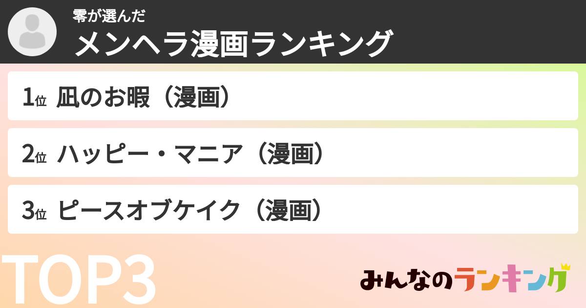 零さんの「メンヘラ漫画ランキング」