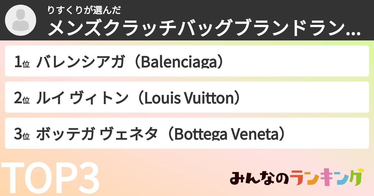 りすくりさんの「メンズクラッチバッグブランドランキング」