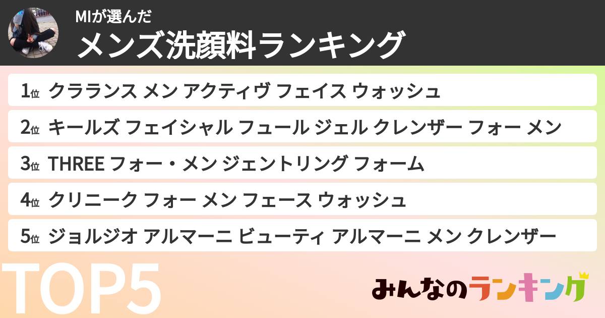 MIさんの「メンズ洗顔料ランキング」