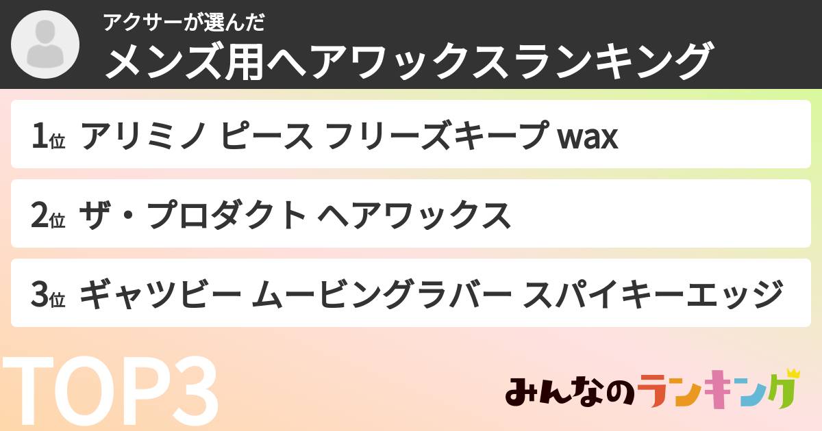 アクサーさんの「メンズ用へアワックスランキング」