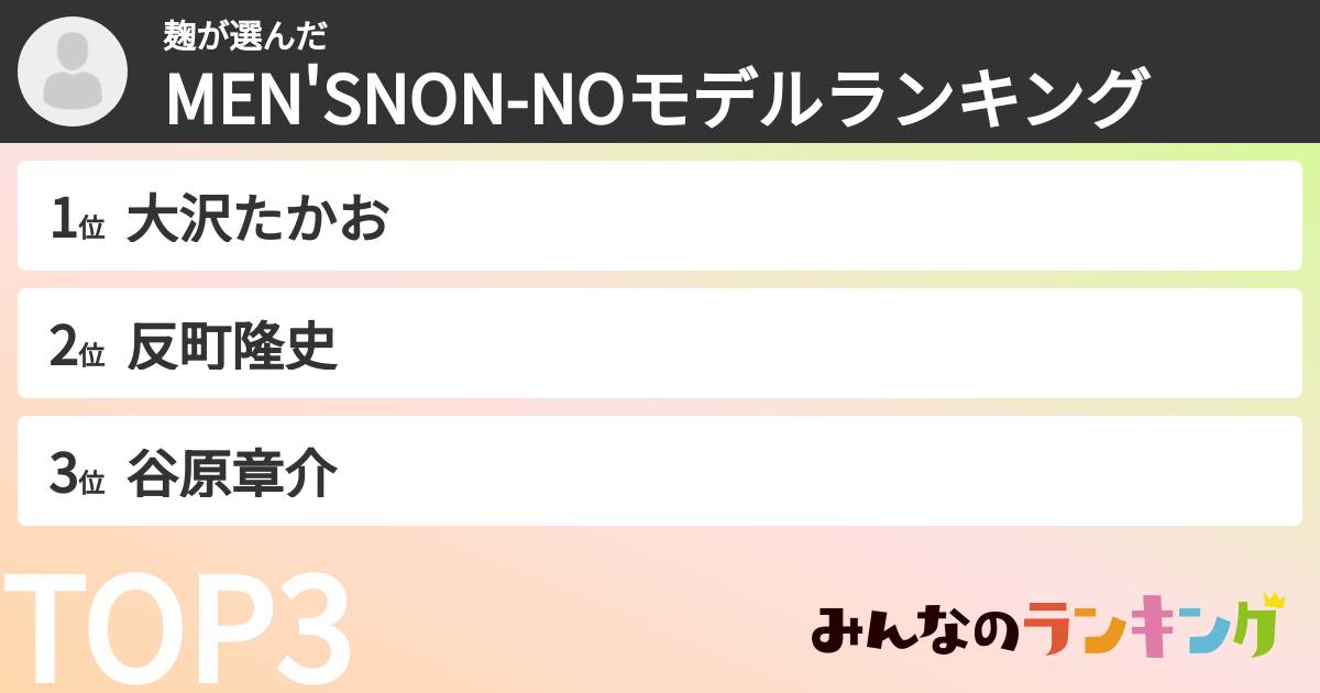 麹さんの「MEN'SNON-NOモデルランキング」