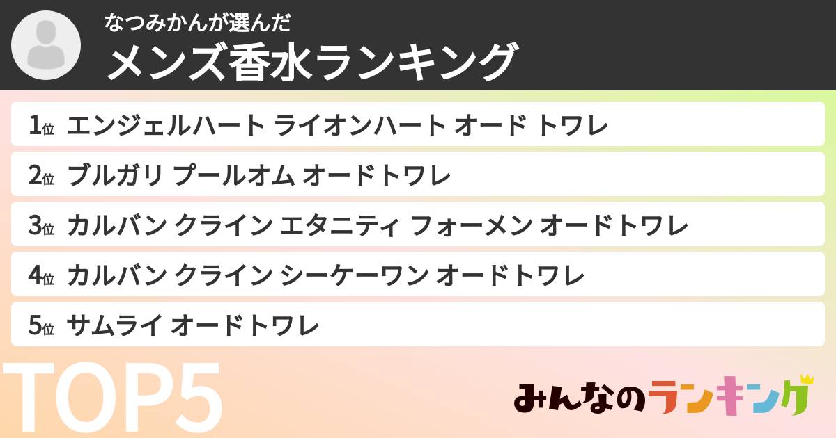 なつみかんさんの「メンズ香水ランキング」