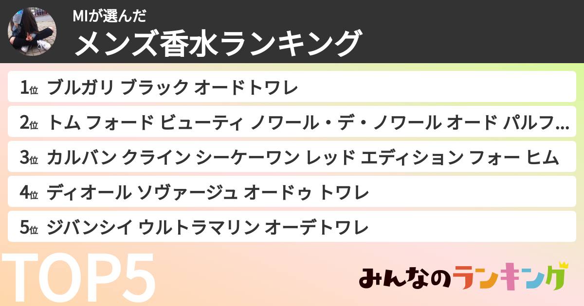 MIさんの「メンズ香水ランキング」