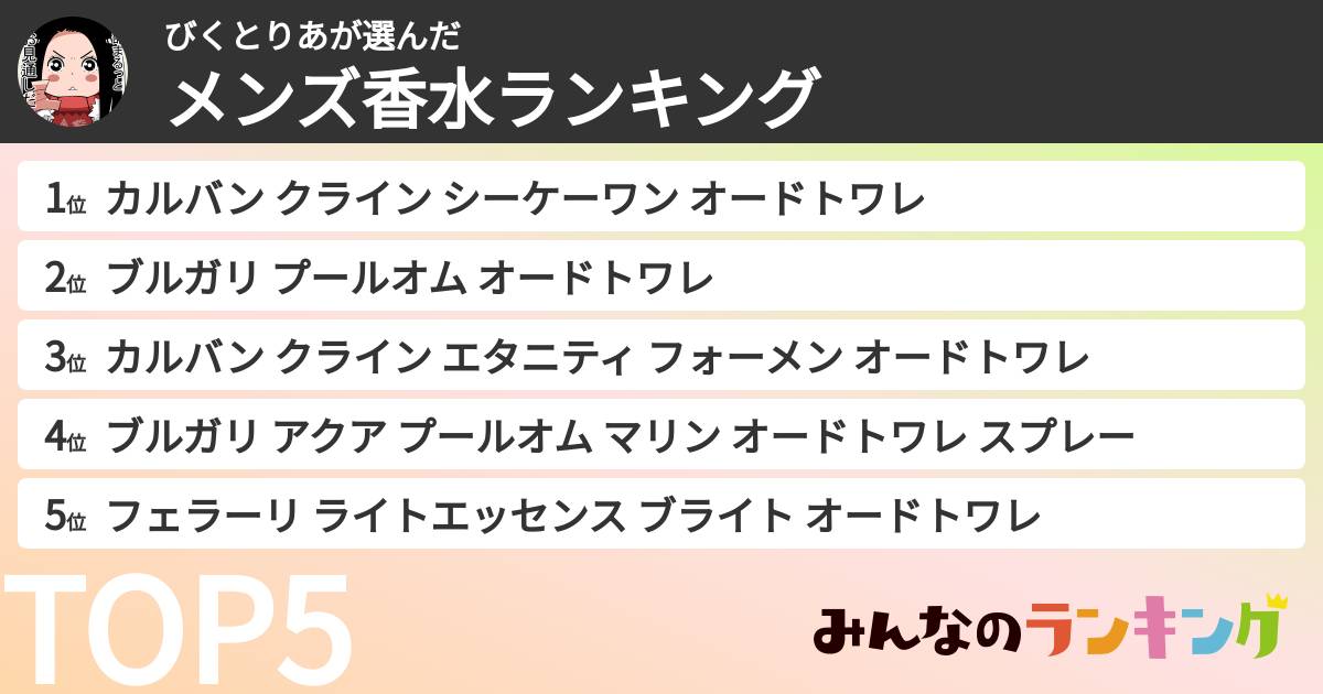 びくとりあさんの「メンズ香水ランキング」