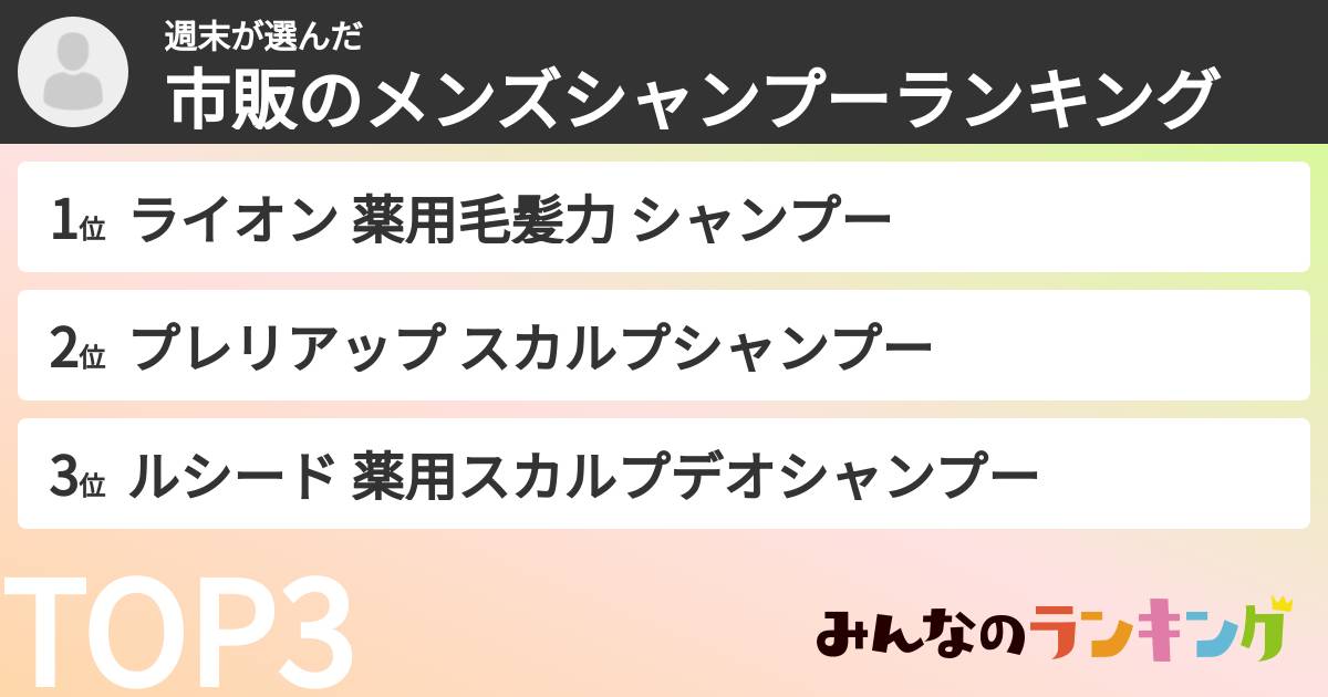 週末さんの「市販のメンズシャンプーランキング」