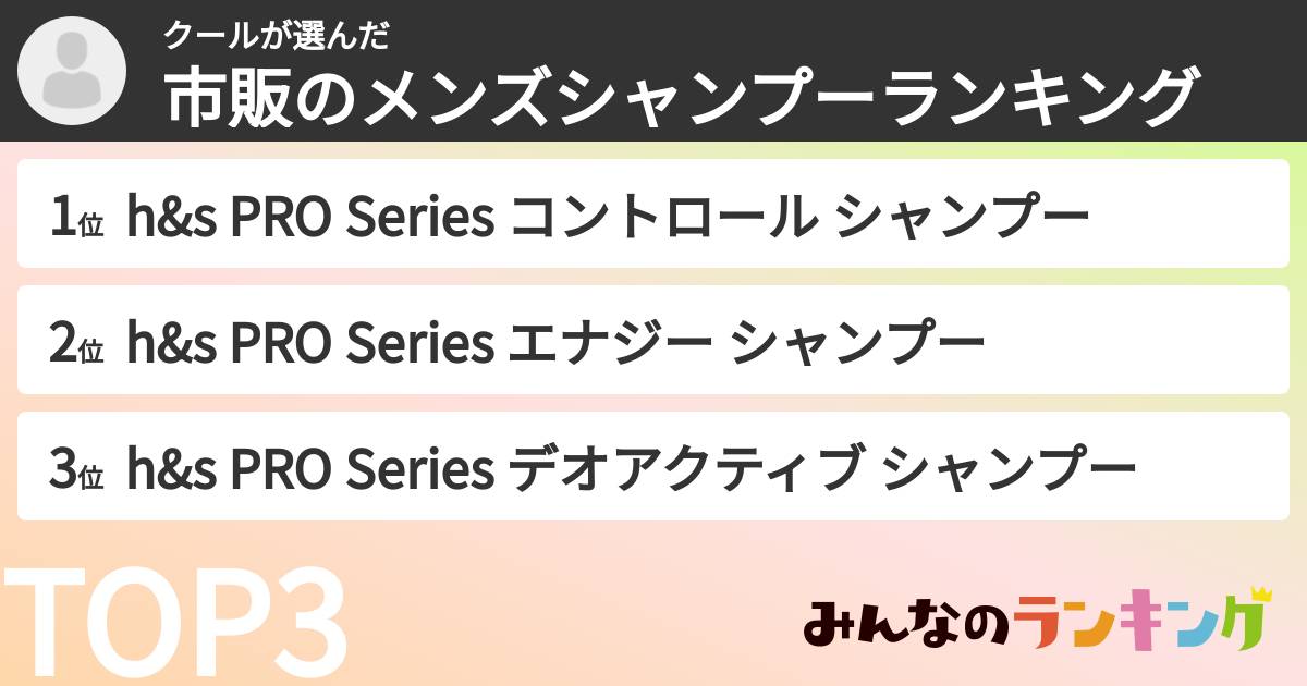 クールさんの「市販のメンズシャンプーランキング」