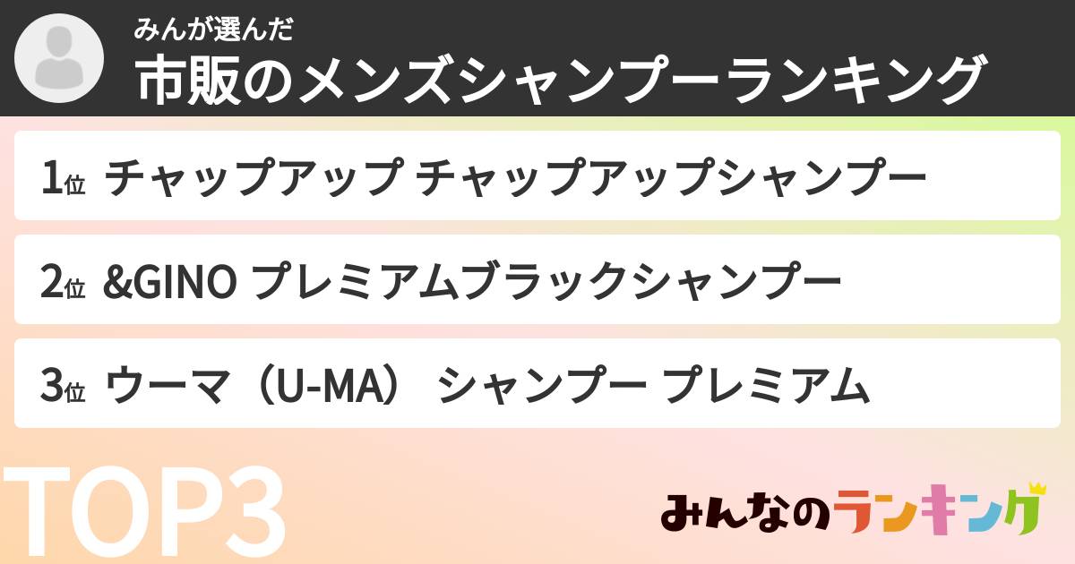 みんさんの「市販のメンズシャンプーランキング」