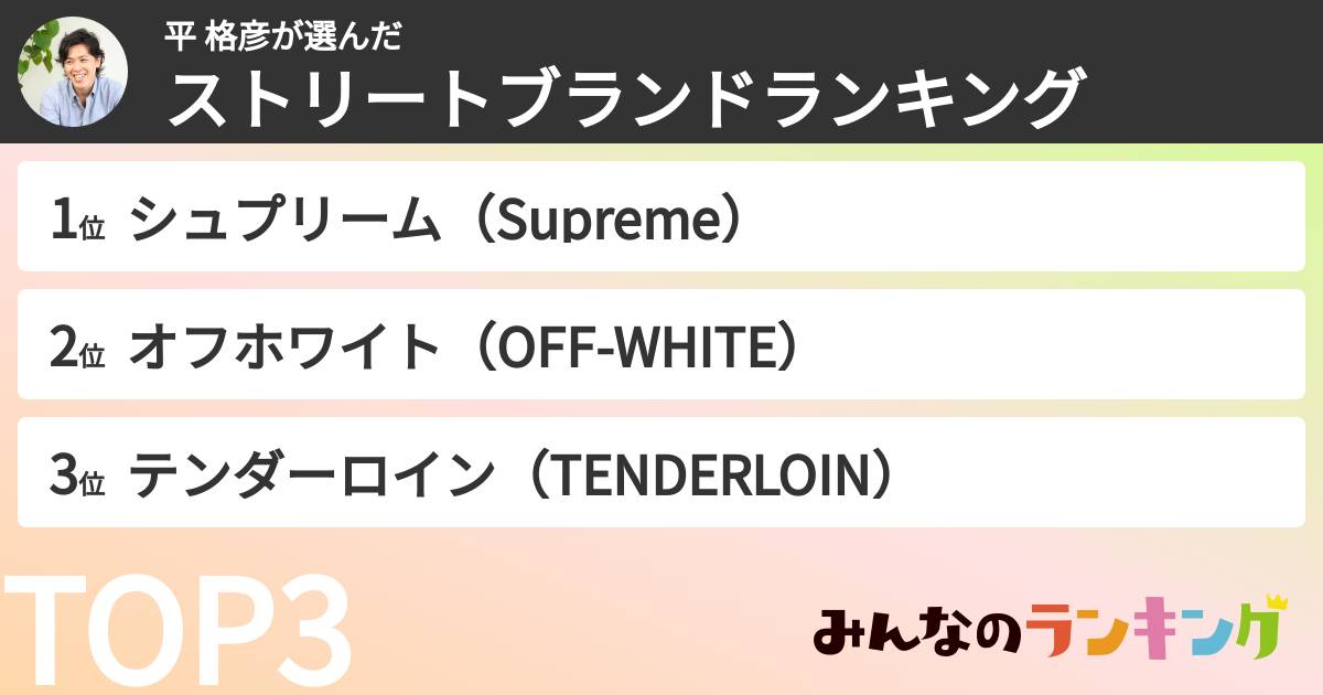 平 格彦さんの「ストリートブランドランキング」
