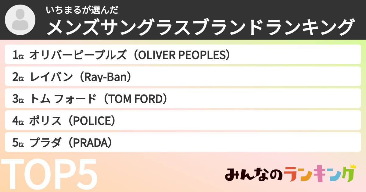 いちまるさんの「メンズサングラスブランドランキング」