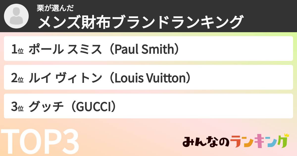 栗さんの「メンズ財布ブランドランキング」