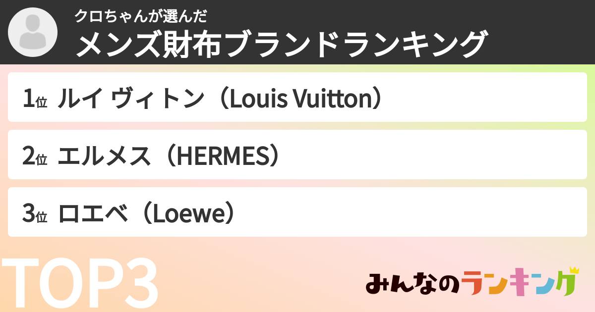 クロちゃんさんの「メンズ財布ブランドランキング」
