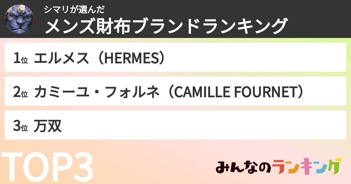 シマリさんの「メンズ財布ブランドランキング」