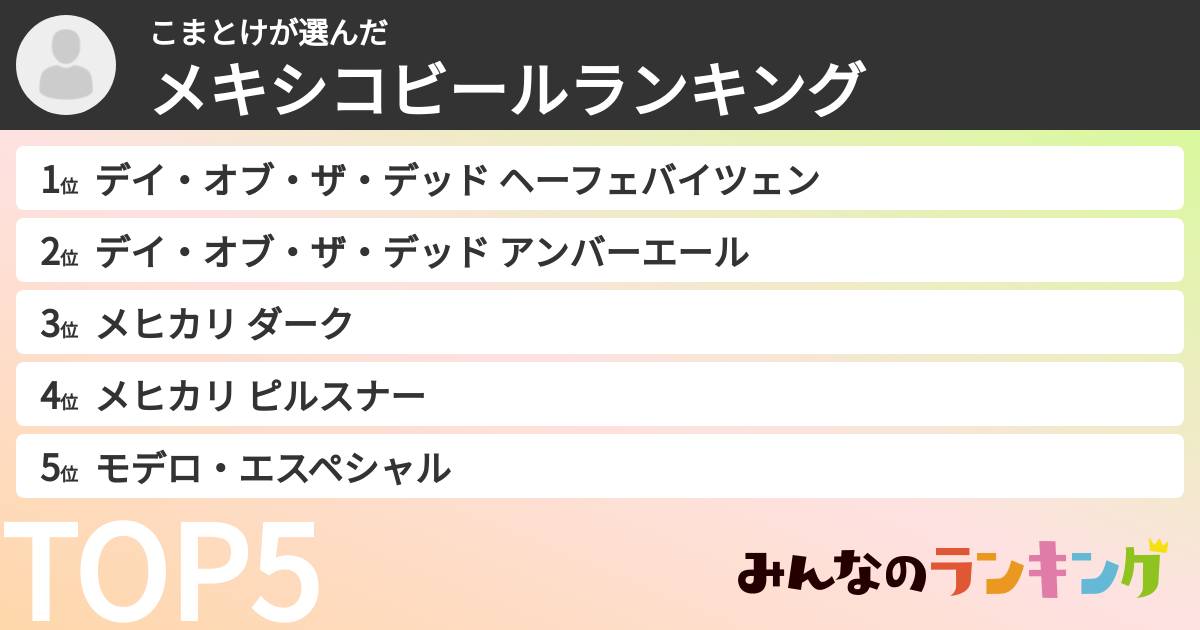 こまとけさんの「メキシコビールランキング」