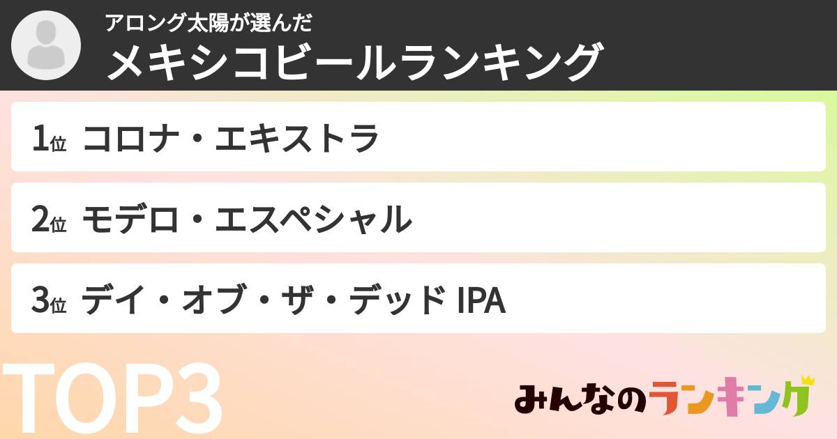 アロング太陽さんの「メキシコビールランキング」