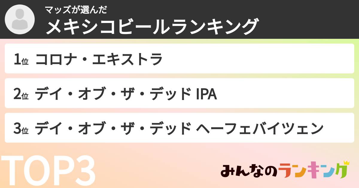 マッズさんの「メキシコビールランキング」