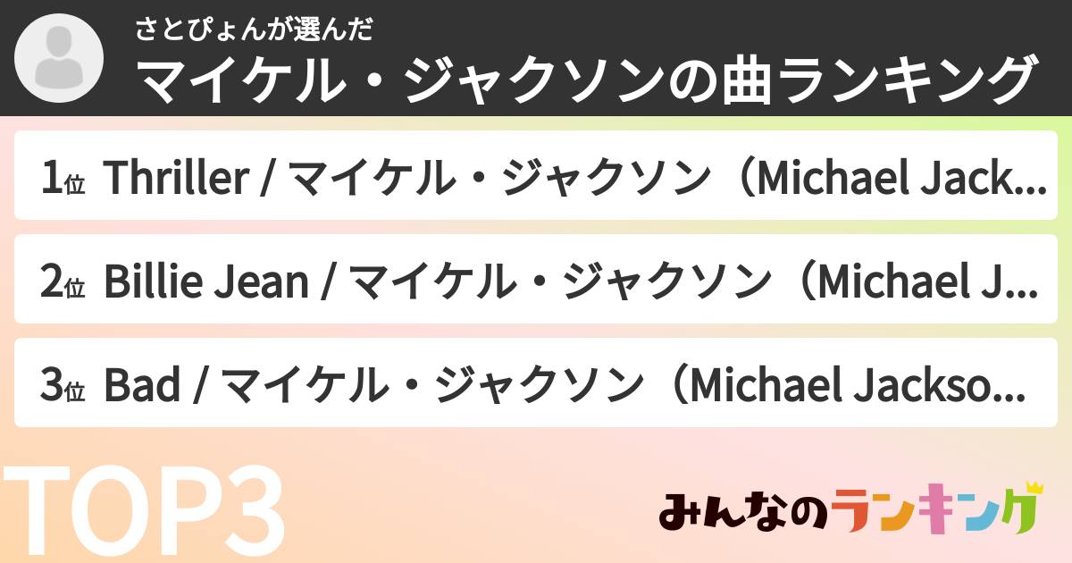 さとぴょんさんの「マイケル・ジャクソンの曲ランキング」