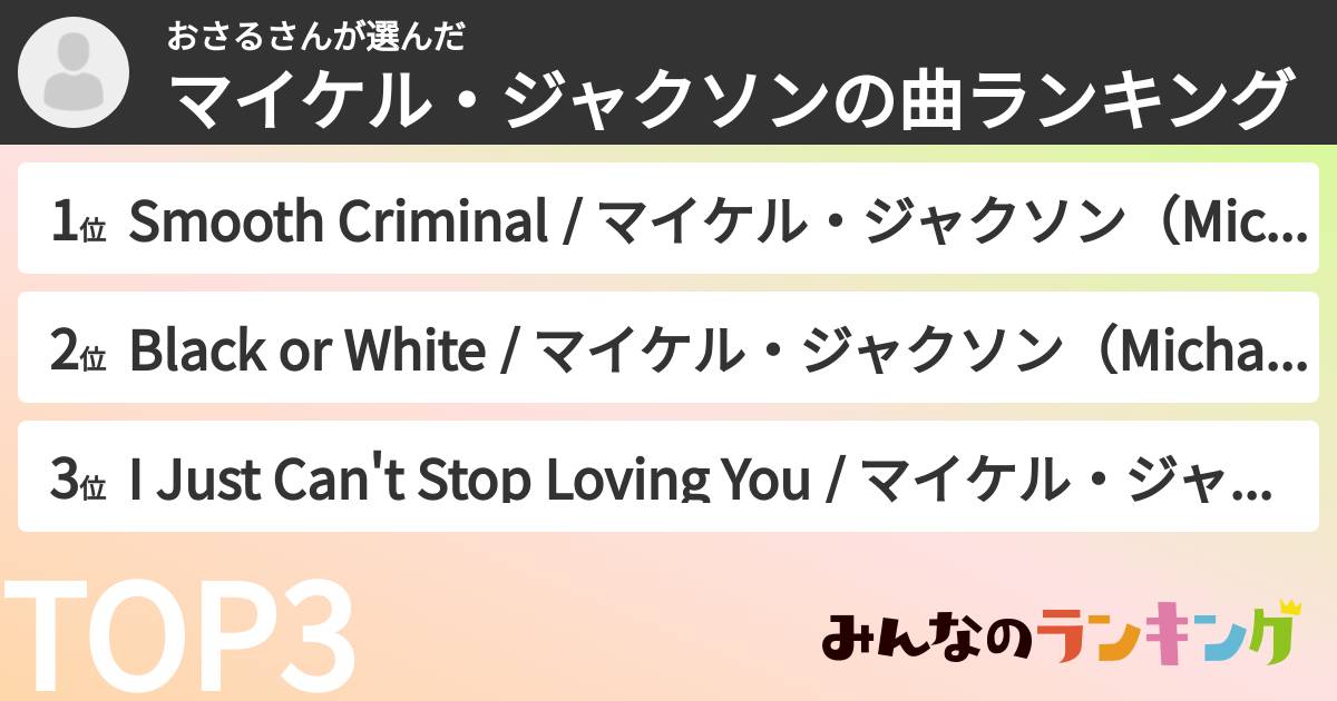 おさるさんさんの「マイケル・ジャクソンの曲ランキング」