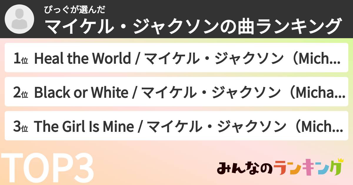 ぴっぐさんの「マイケル・ジャクソンの曲ランキング」
