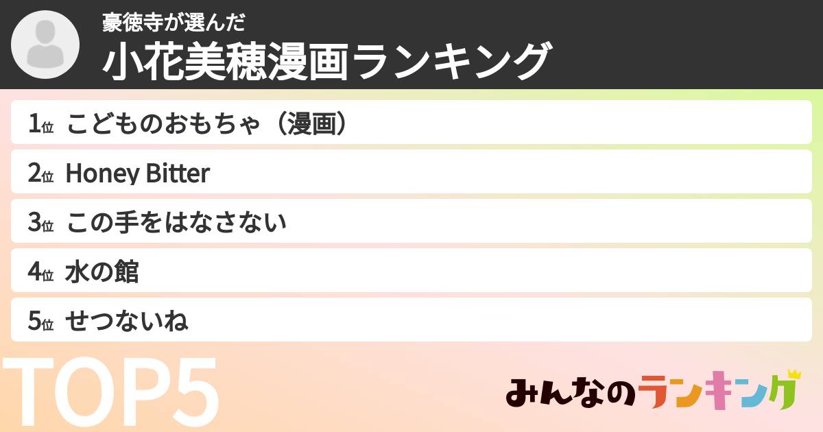 豪徳寺さんの「小花美穂漫画ランキング」