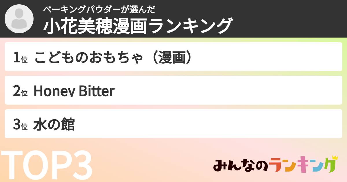 ベーキングパウダーさんの「小花美穂漫画ランキング」