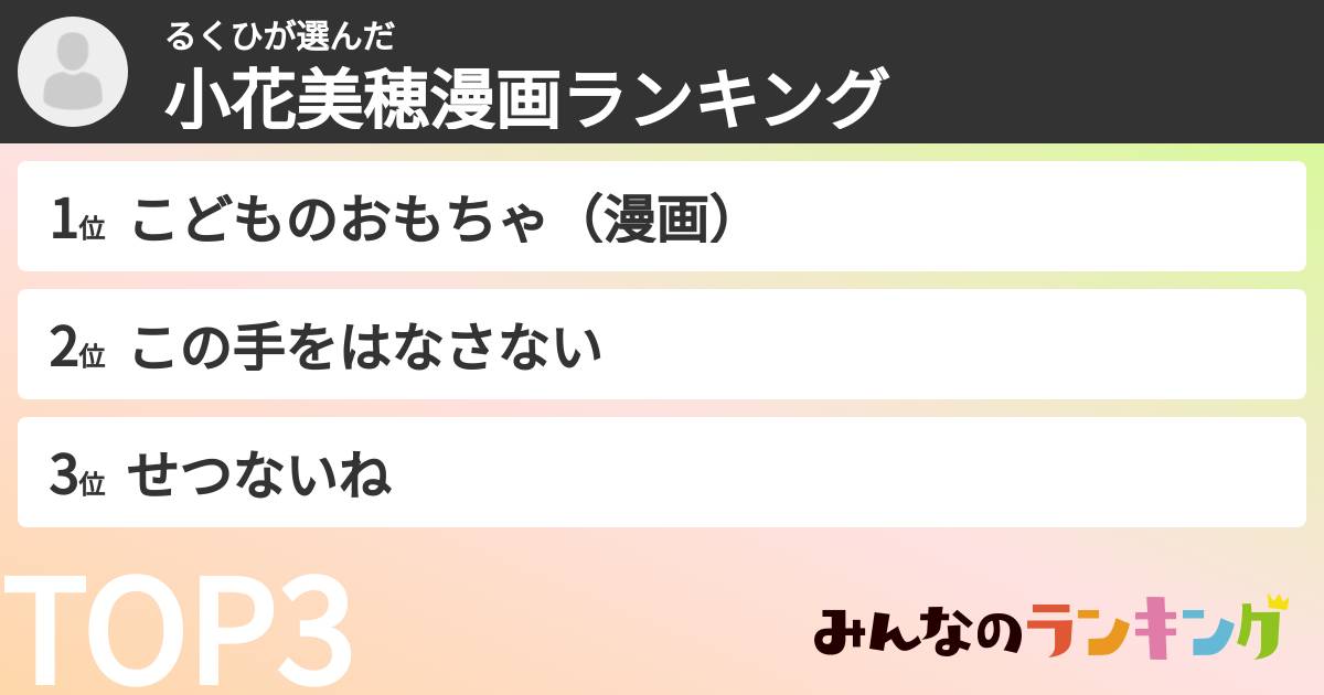 るくひさんの「小花美穂漫画ランキング」