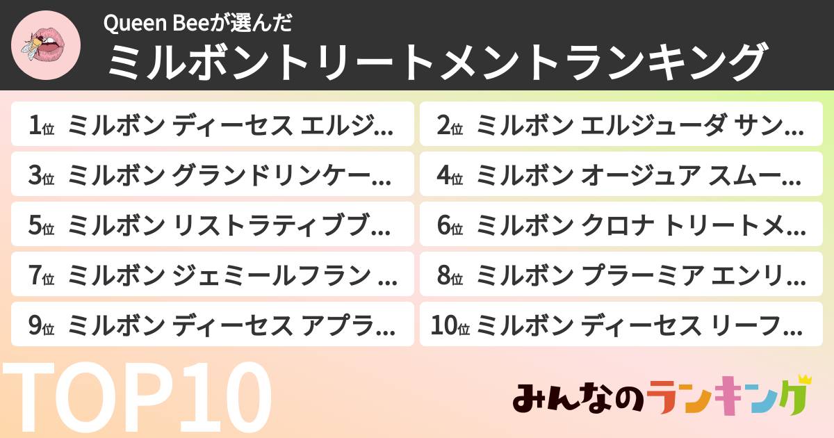 Queen Beeさんの「ミルボントリートメントランキング」