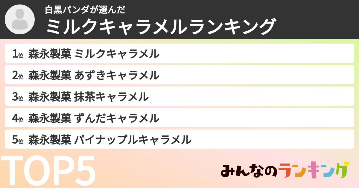 白黒パンダさんの「ミルクキャラメルランキング」