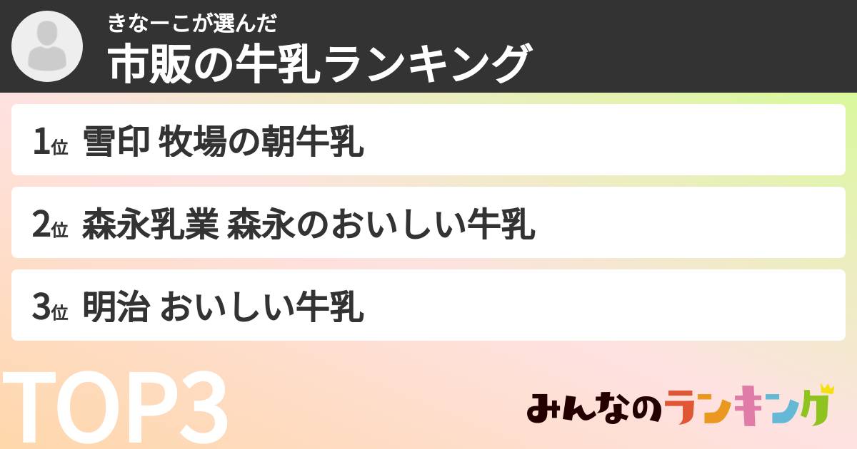 きなーこさんの「市販の牛乳ランキング」
