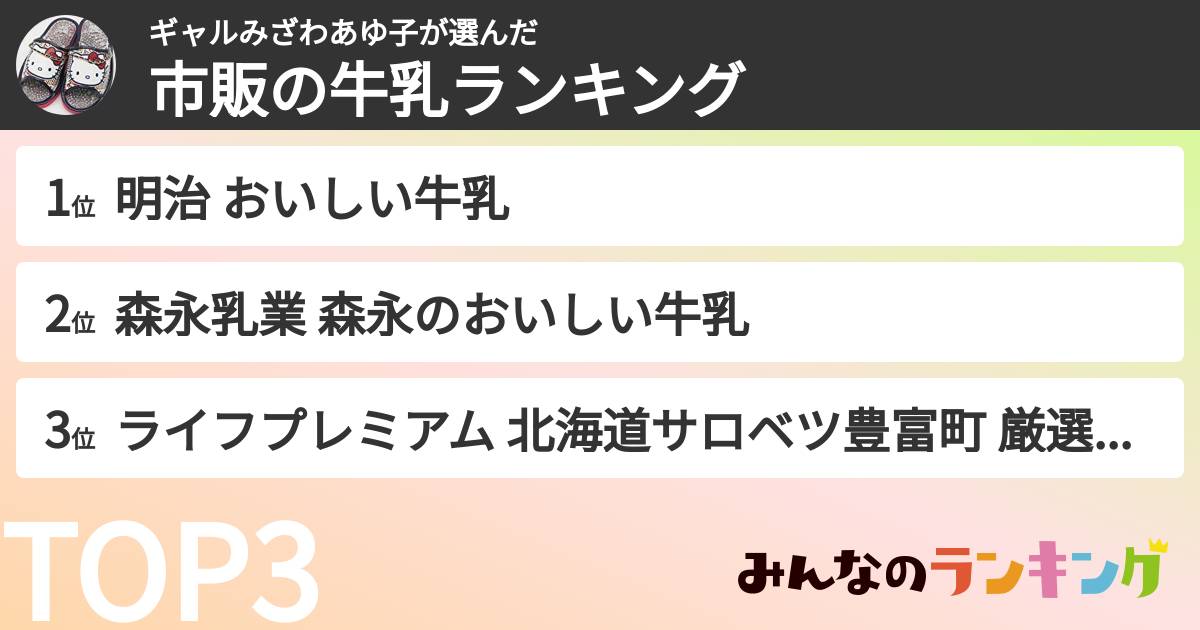 ギャルみざわあゆ子さんの「市販の牛乳ランキング」