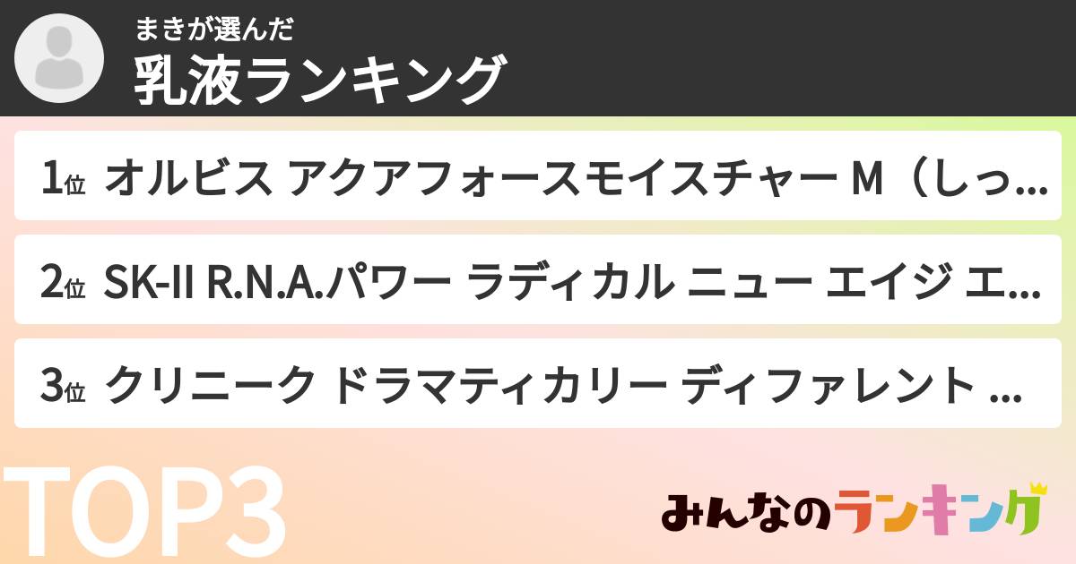 まきさんの「乳液ランキング」