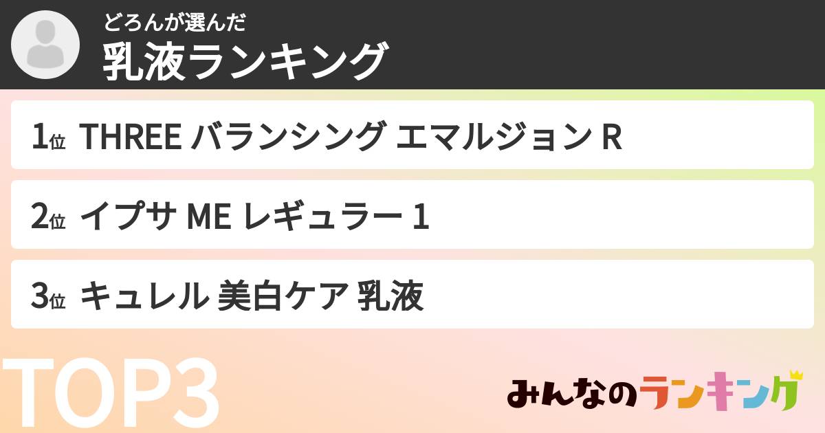 どろんさんの「乳液ランキング」