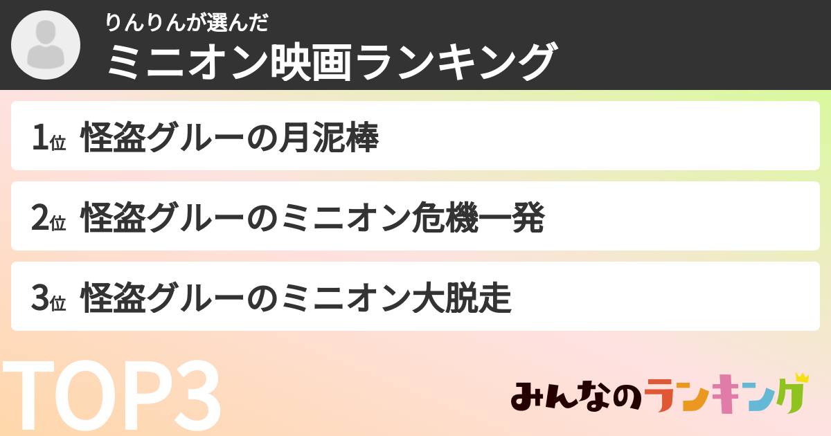 りんりんさんの「ミニオン映画ランキング」