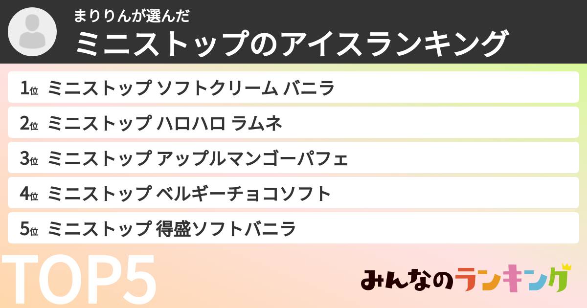 まりりんさんの「ミニストップのアイスランキング」