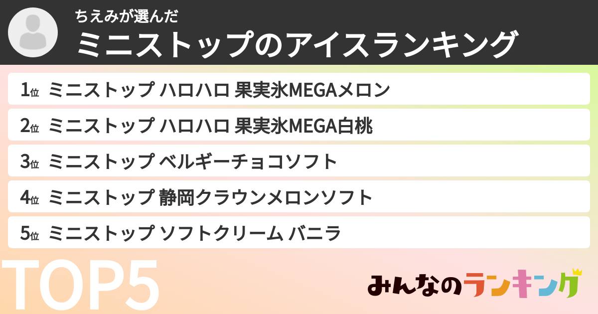 ちえみさんの「ミニストップのアイスランキング」