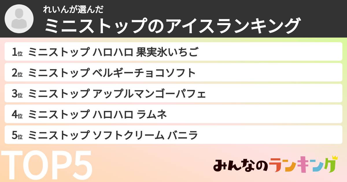 れいんさんの「ミニストップのアイスランキング」