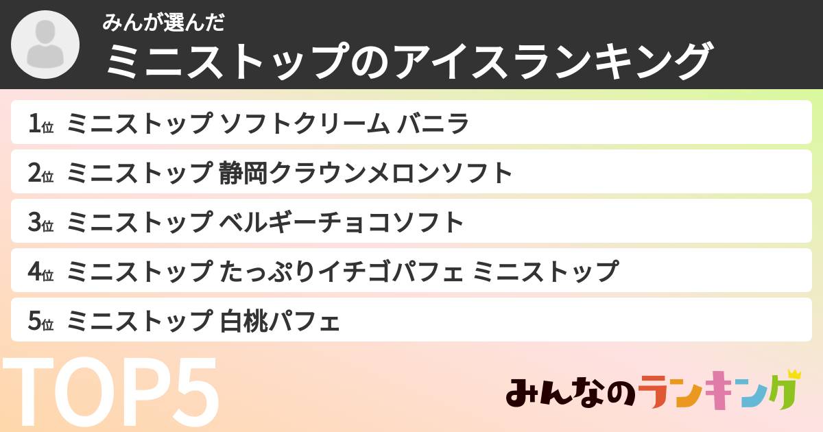 みんさんの「ミニストップのアイスランキング」