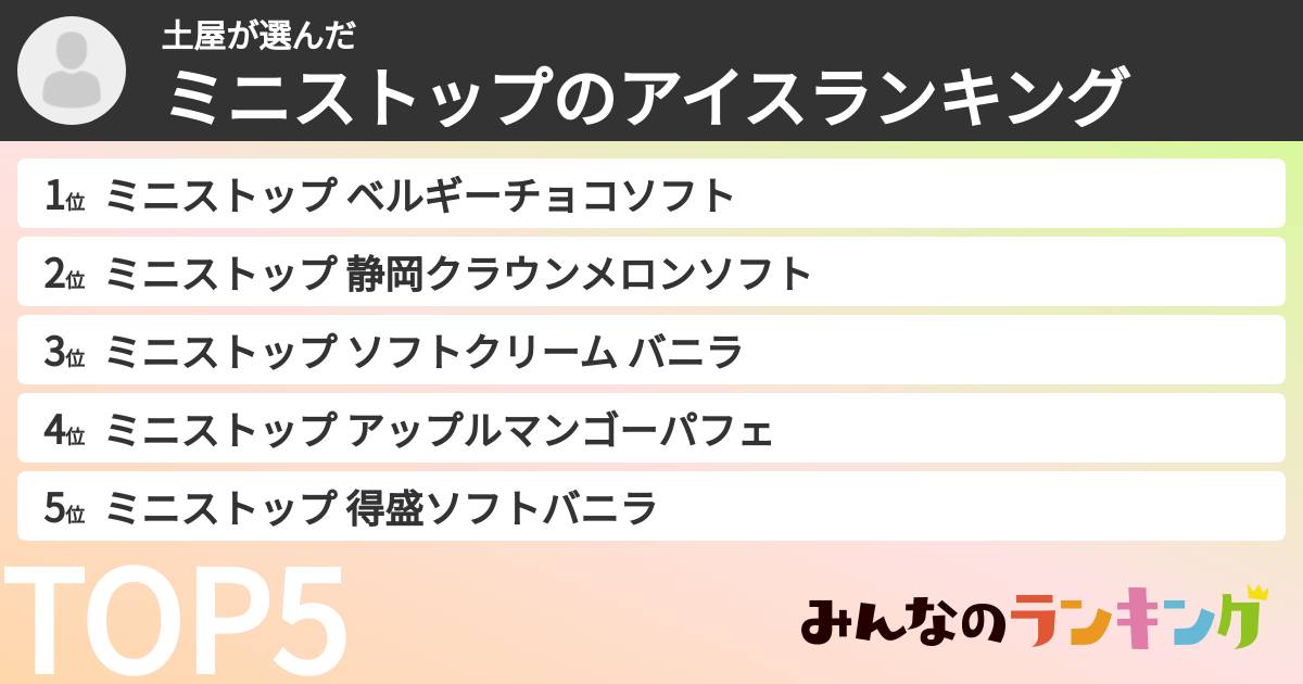 土屋さんの「ミニストップのアイスランキング」