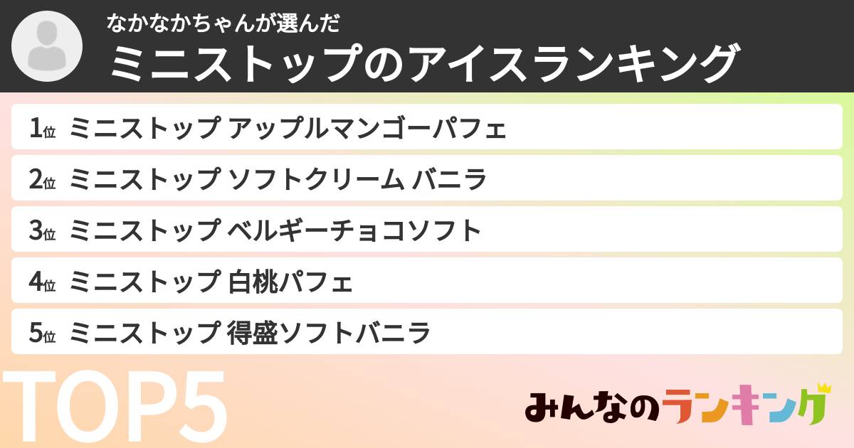 なかなかちゃんさんの「ミニストップのアイスランキング」