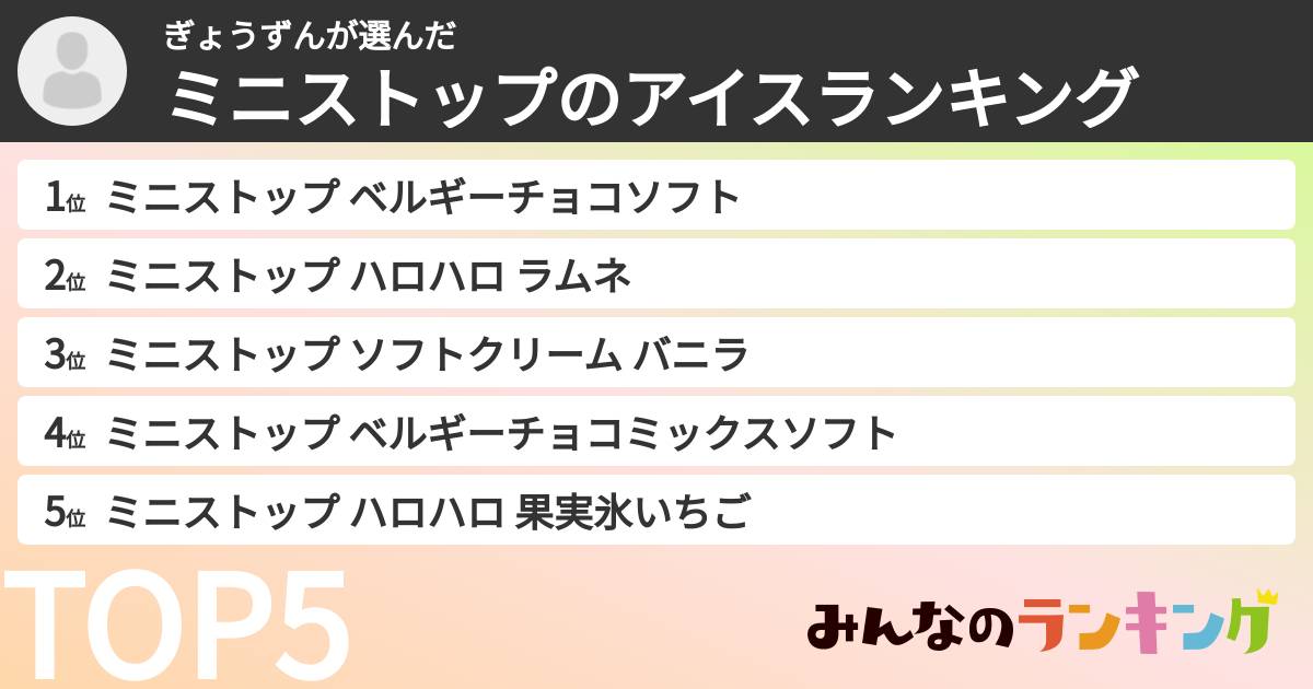 ぎょうずんさんの「ミニストップのアイスランキング」