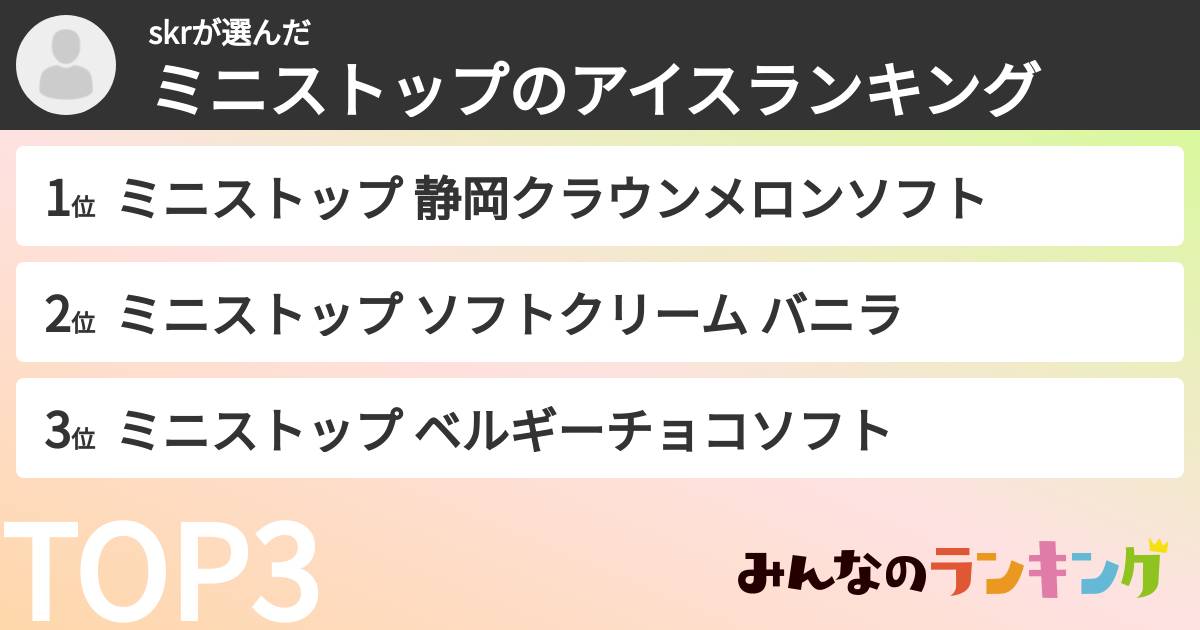 skrさんの「ミニストップのアイスランキング」
