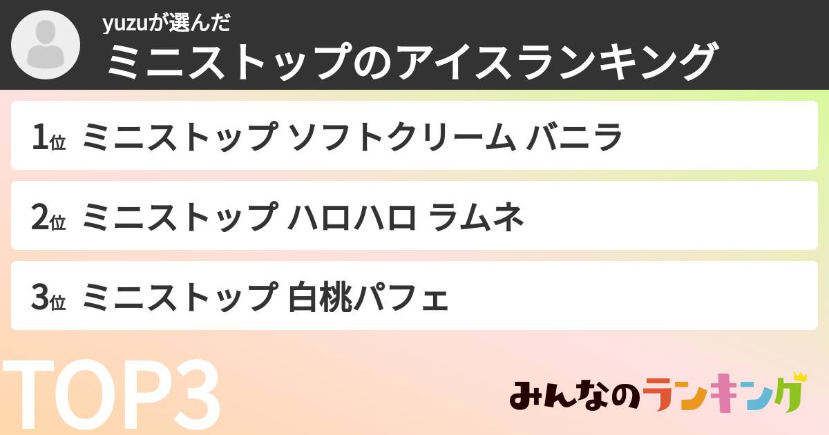 yuzuさんの「ミニストップのアイスランキング」