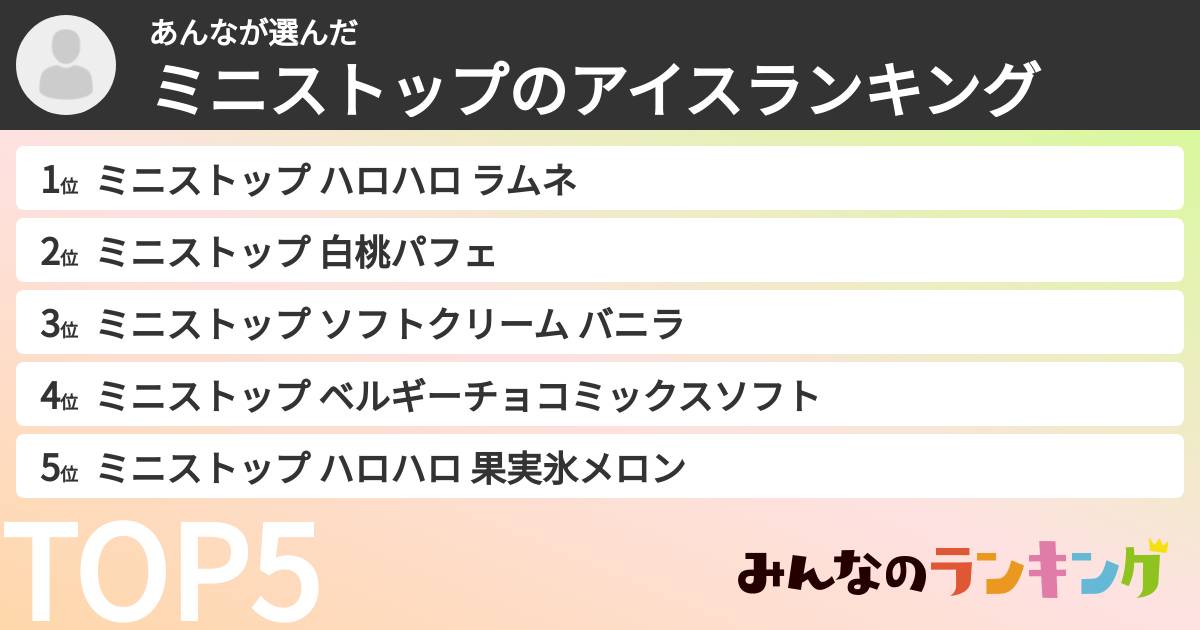 あんなさんの「ミニストップのアイスランキング」