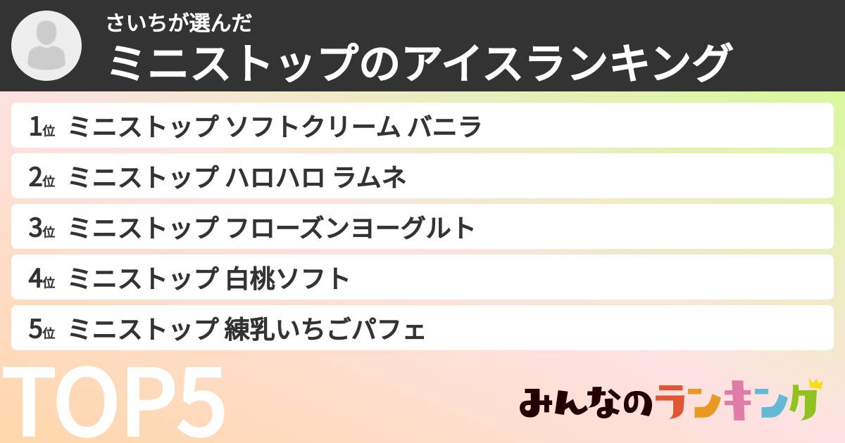さいちさんの「ミニストップのアイスランキング」