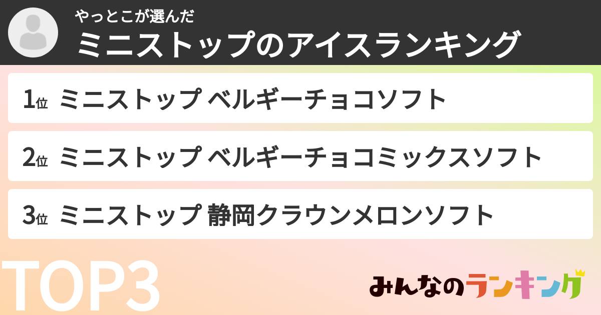 やっとこさんの「ミニストップのアイスランキング」