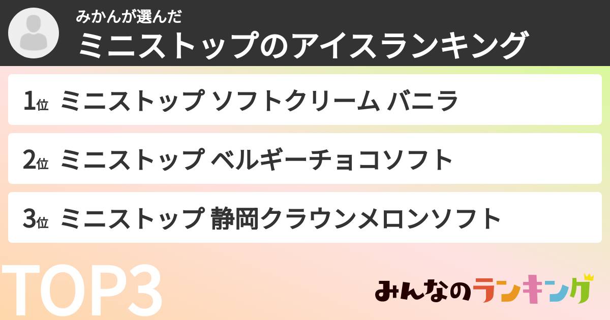 みかんさんの「ミニストップのアイスランキング」