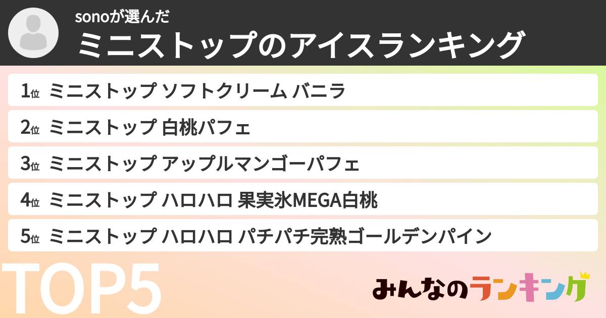 sonoさんの「ミニストップのアイスランキング」